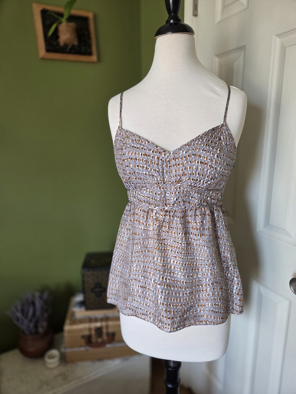 Silky Gray Spaghetti-Strap Camisole